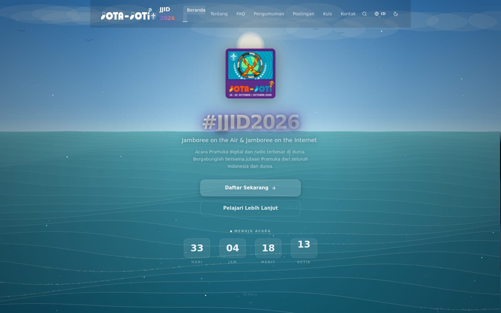 Live screenshot of jotajoti.web.id — the JOTA JOTI Indonesia information platform, captured from production